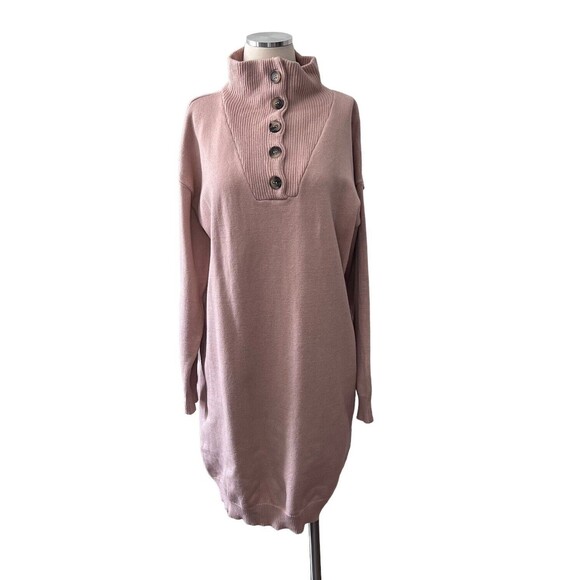 NWT KIRUNDO 2023  Women's Long Sleeve Pink Turtleneck Sweater Dress - Picture 1 of 7